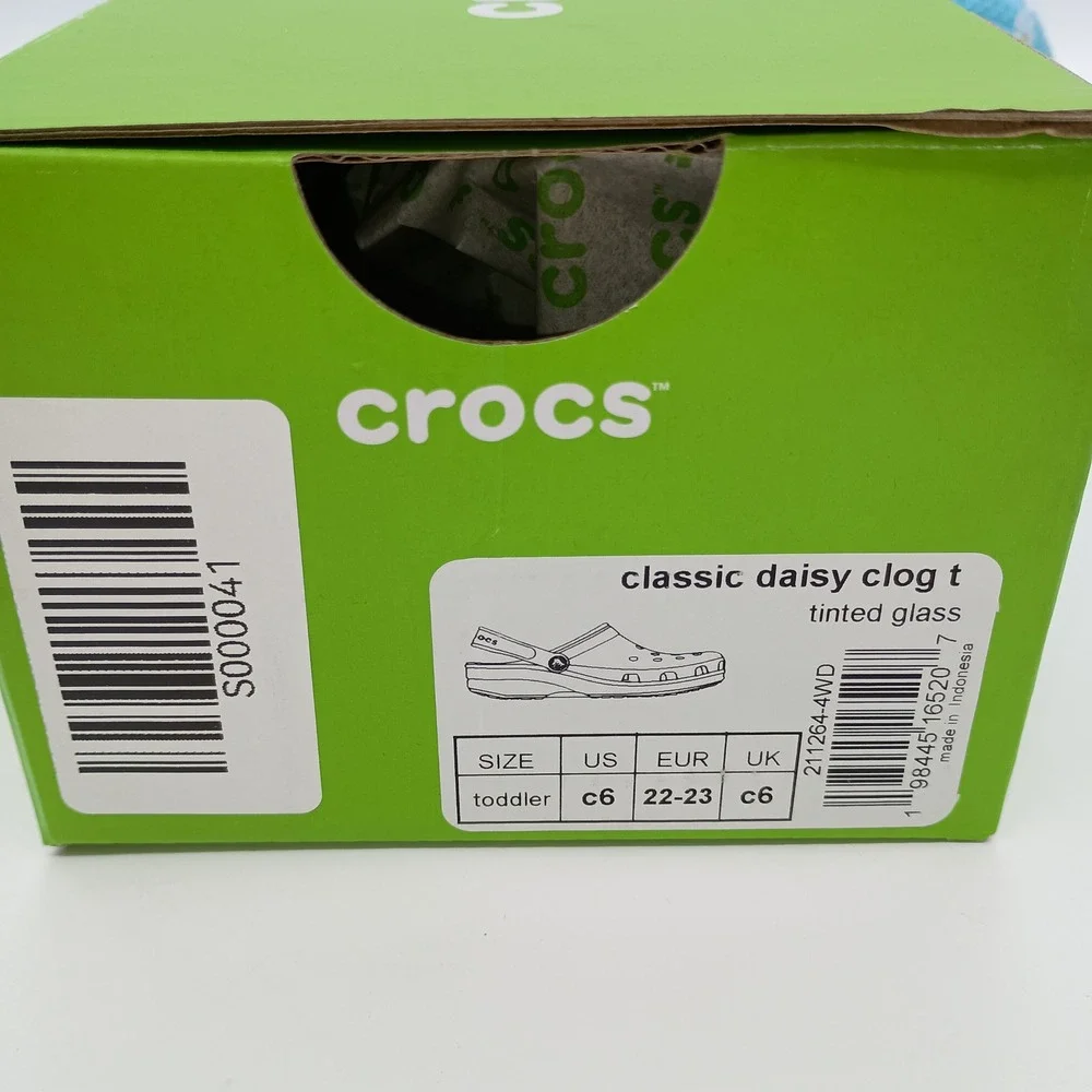 Crocs Classic Daisy Clog T Tinted Glass Blue Floral Toddler Size C6 211264-4WD